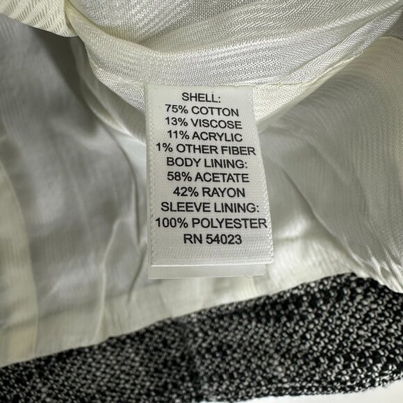 3/$25 Banana Republic Tweed Blazer Jacket 2 Fringe Trim Zip Up Collarless Black - Picture 8 of 8